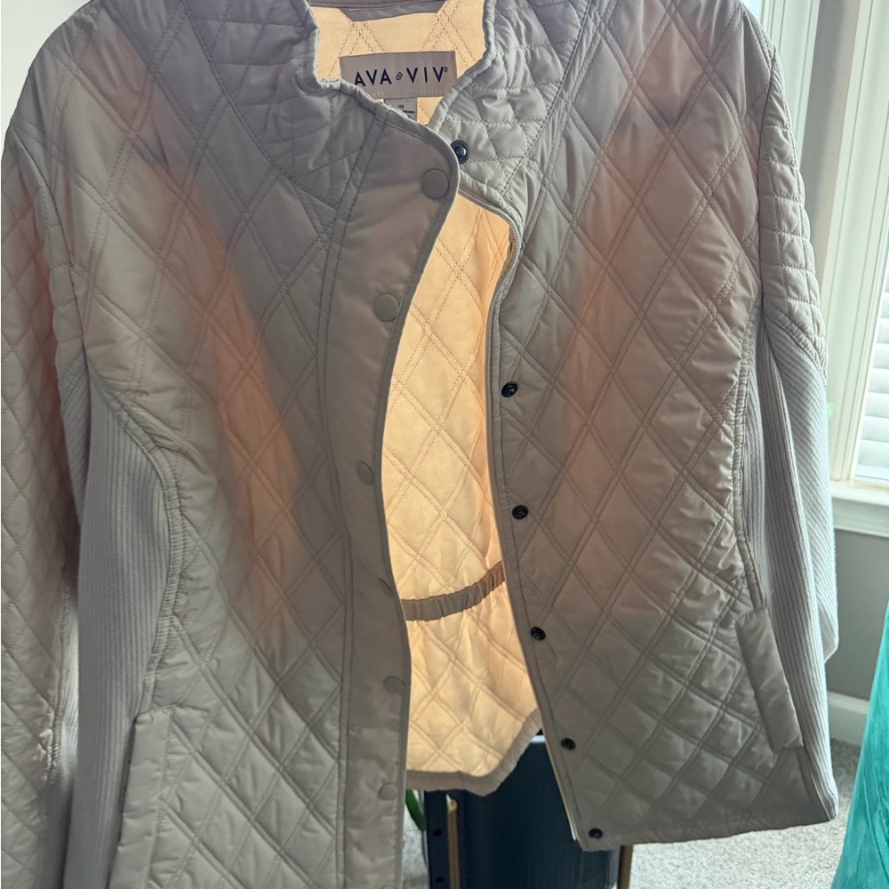 Plus Size- Ava & Viv Cream/Off White Quilted Women's Jacket- 3X - Picture 7 of 9